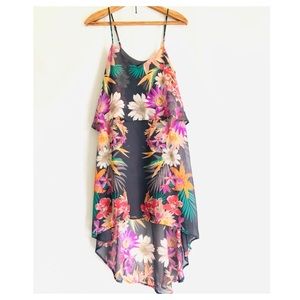 Beautiful high-low floral dress with layered bodice